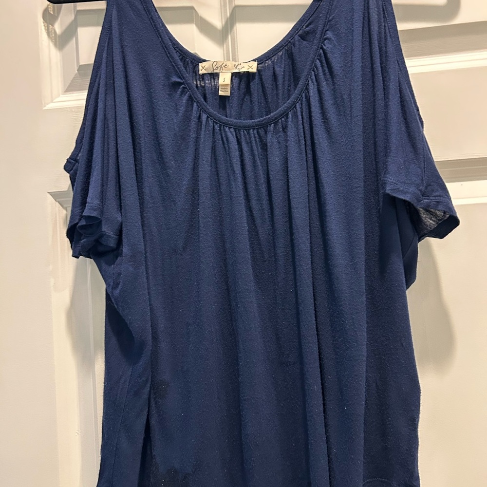 Chico's Deep Blue Short Sleeve Top